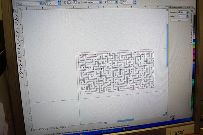 The layout of the maze before laser printing